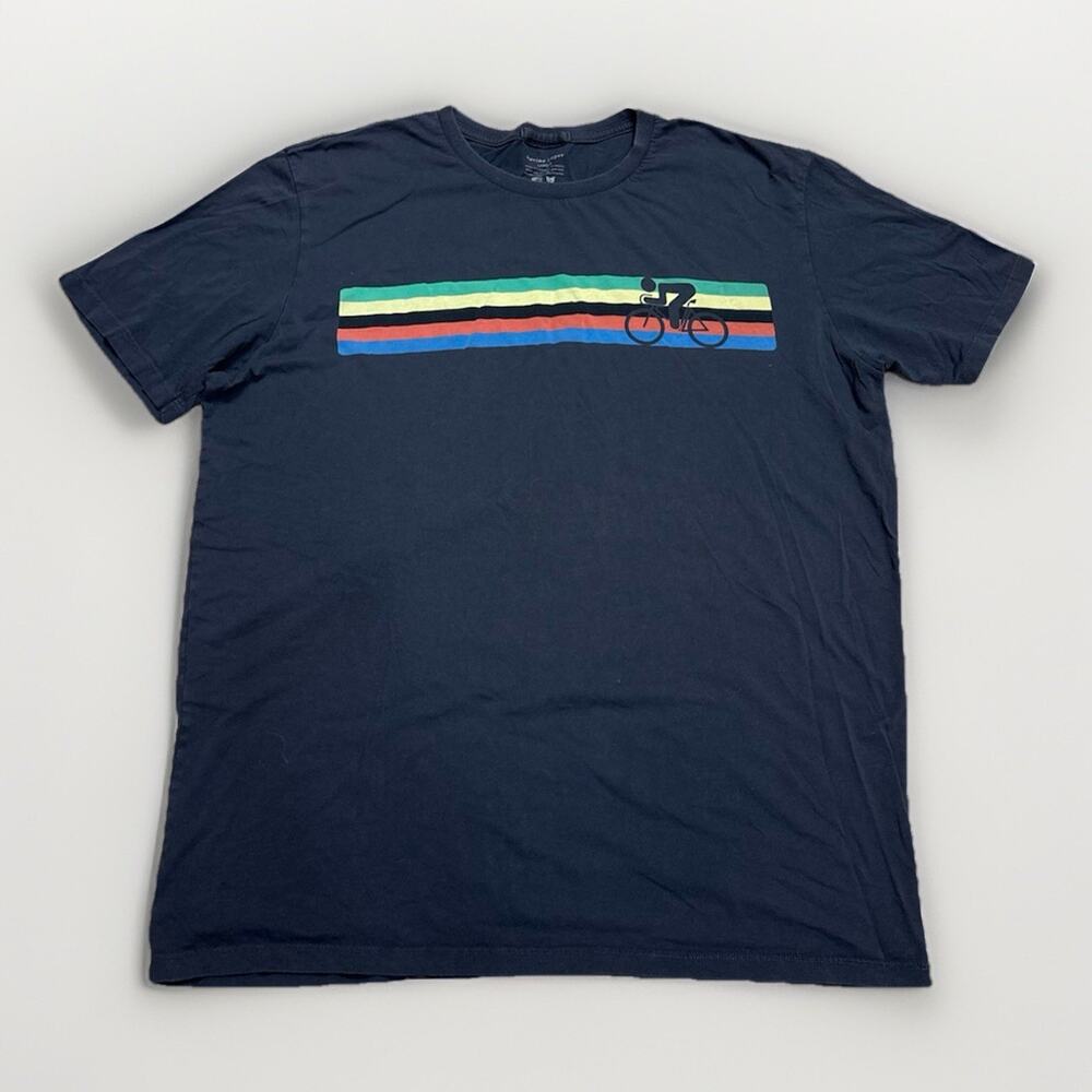 Marine Layer Cycling Stripe Graphic T-Shirt Size Larger L Gray Supima Modal